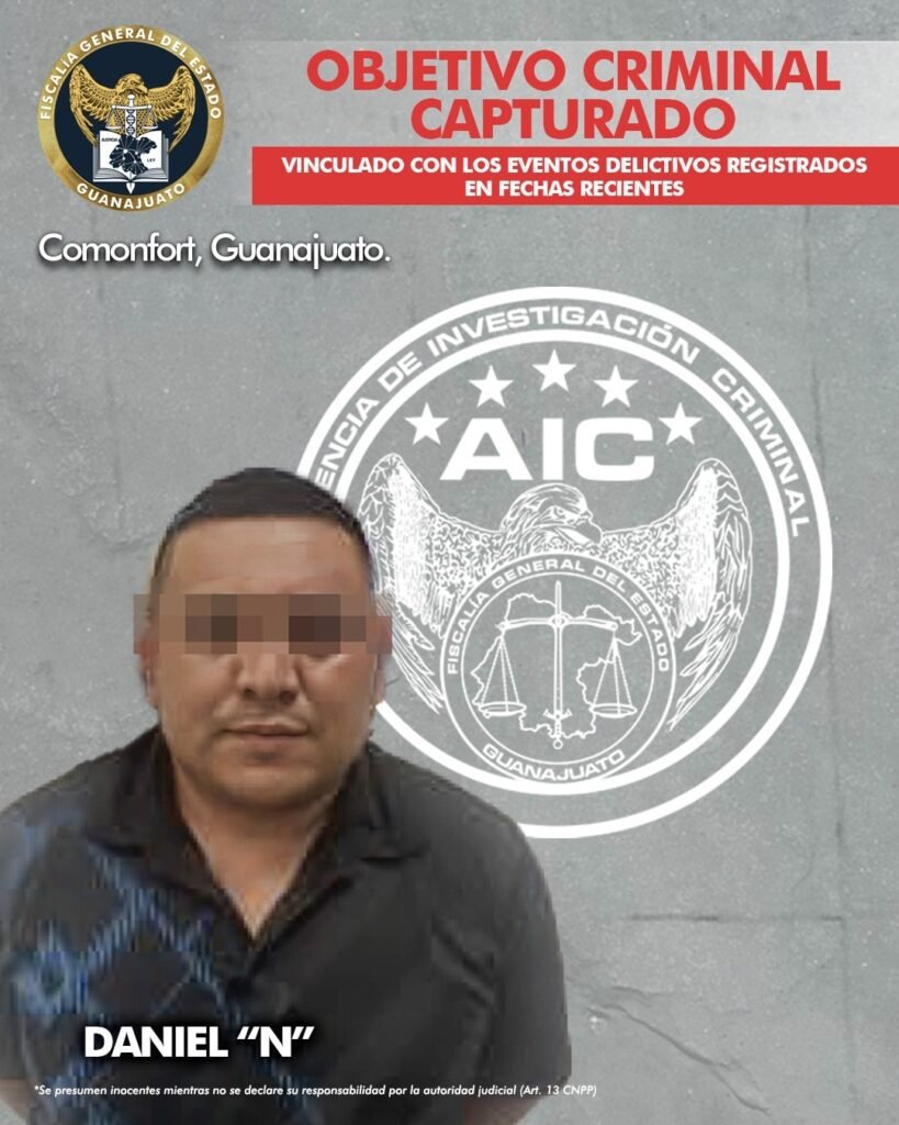 Detienen a objetivo criminal en Comonfort