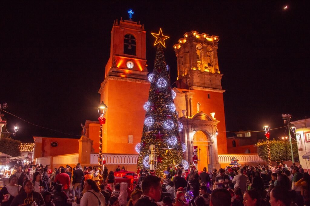 Alcalde de Abasolo encabeza encendido de árbol navideño