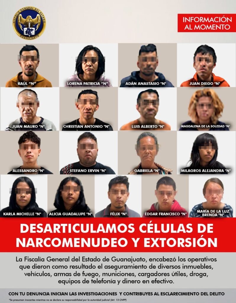 Detienen a 17 narcomenudistas y extorsionadores