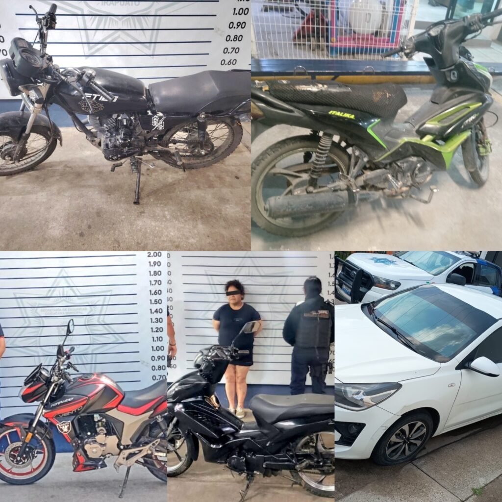 Policía Municipal de Irapuato recupera tres vehículos con reporte de robo; hay cinco detenidos